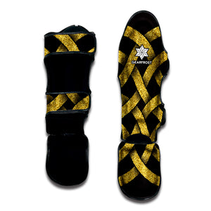 Gold Celtic Knot Symbol Print Muay Thai Shin Guard