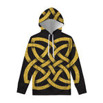 Gold Celtic Knot Symbol Print Pullover Hoodie