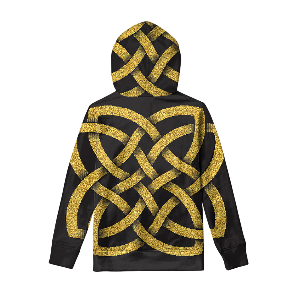 Gold Celtic Knot Symbol Print Pullover Hoodie