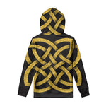 Gold Celtic Knot Symbol Print Pullover Hoodie