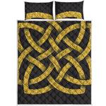 Gold Celtic Knot Symbol Print Quilt Bed Set