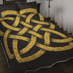 Gold Celtic Knot Symbol Print Quilt Bed Set