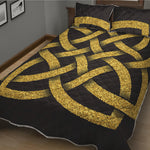 Gold Celtic Knot Symbol Print Quilt Bed Set