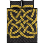 Gold Celtic Knot Symbol Print Quilt Bed Set