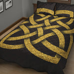 Gold Celtic Knot Symbol Print Quilt Bed Set