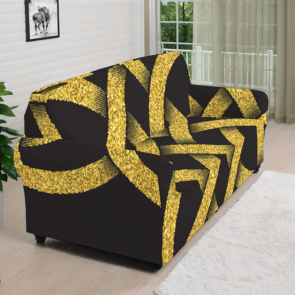 Gold Celtic Knot Symbol Print Sofa Cover