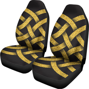 Gold Celtic Knot Symbol Print Universal Fit Car Seat Covers