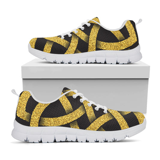 Gold Celtic Knot Symbol Print White Sneakers
