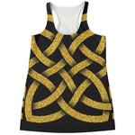 Gold Celtic Knot Symbol Print Women's Racerback Tank Top