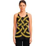 Gold Celtic Knot Symbol Print Women's Racerback Tank Top