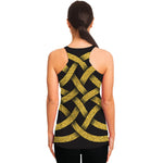 Gold Celtic Knot Symbol Print Women's Racerback Tank Top