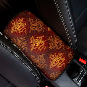 Gold Chinese Dragon Pattern Print Car Center Console Cover