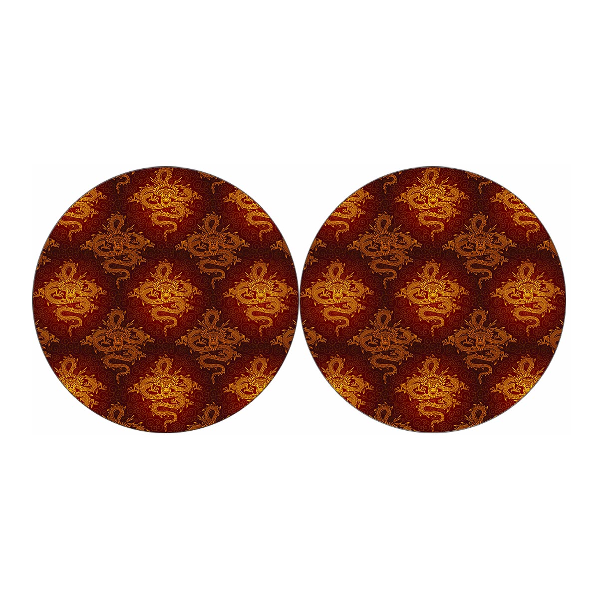 Gold Chinese Dragon Pattern Print Car Coasters