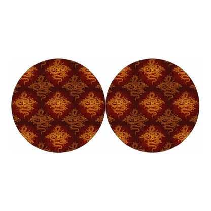 Gold Chinese Dragon Pattern Print Car Coasters