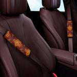 Gold Chinese Dragon Pattern Print Car Seat Belt Covers