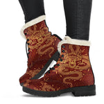 Gold Chinese Dragon Pattern Print Comfy Boots GearFrost