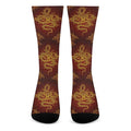 Gold Chinese Dragon Pattern Print Crew Socks