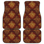 Gold Chinese Dragon Pattern Print Front and Back Car Floor Mats