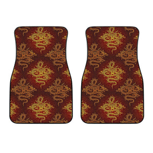 Gold Chinese Dragon Pattern Print Front Car Floor Mats