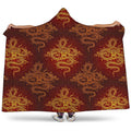 Gold Chinese Dragon Pattern Print Hooded Blanket
