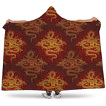 Gold Chinese Dragon Pattern Print Hooded Blanket