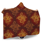 Gold Chinese Dragon Pattern Print Hooded Blanket