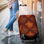 Gold Chinese Dragon Pattern Print Luggage Cover GearFrost