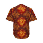 Gold Chinese Dragon Pattern Print Men's Baseball Jersey