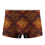 Gold Chinese Dragon Pattern Print Men's Boxer Briefs