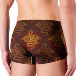 Gold Chinese Dragon Pattern Print Men's Boxer Briefs