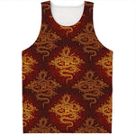 Gold Chinese Dragon Pattern Print Men's Tank Top