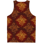 Gold Chinese Dragon Pattern Print Men's Tank Top