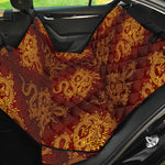 Gold Chinese Dragon Pattern Print Pet Car Back Seat Cover