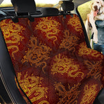 Gold Chinese Dragon Pattern Print Pet Car Back Seat Cover