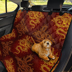 Gold Chinese Dragon Pattern Print Pet Car Back Seat Cover