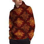 Gold Chinese Dragon Pattern Print Pullover Hoodie