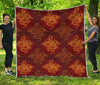 Gold Chinese Dragon Pattern Print Quilt