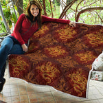 Gold Chinese Dragon Pattern Print Quilt