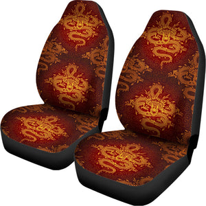 Gold Chinese Dragon Pattern Print Universal Fit Car Seat Covers