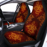 Gold Chinese Dragon Pattern Print Universal Fit Car Seat Covers