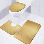 Gold Chinese Pattern Print 3 Piece Bath Mat Set