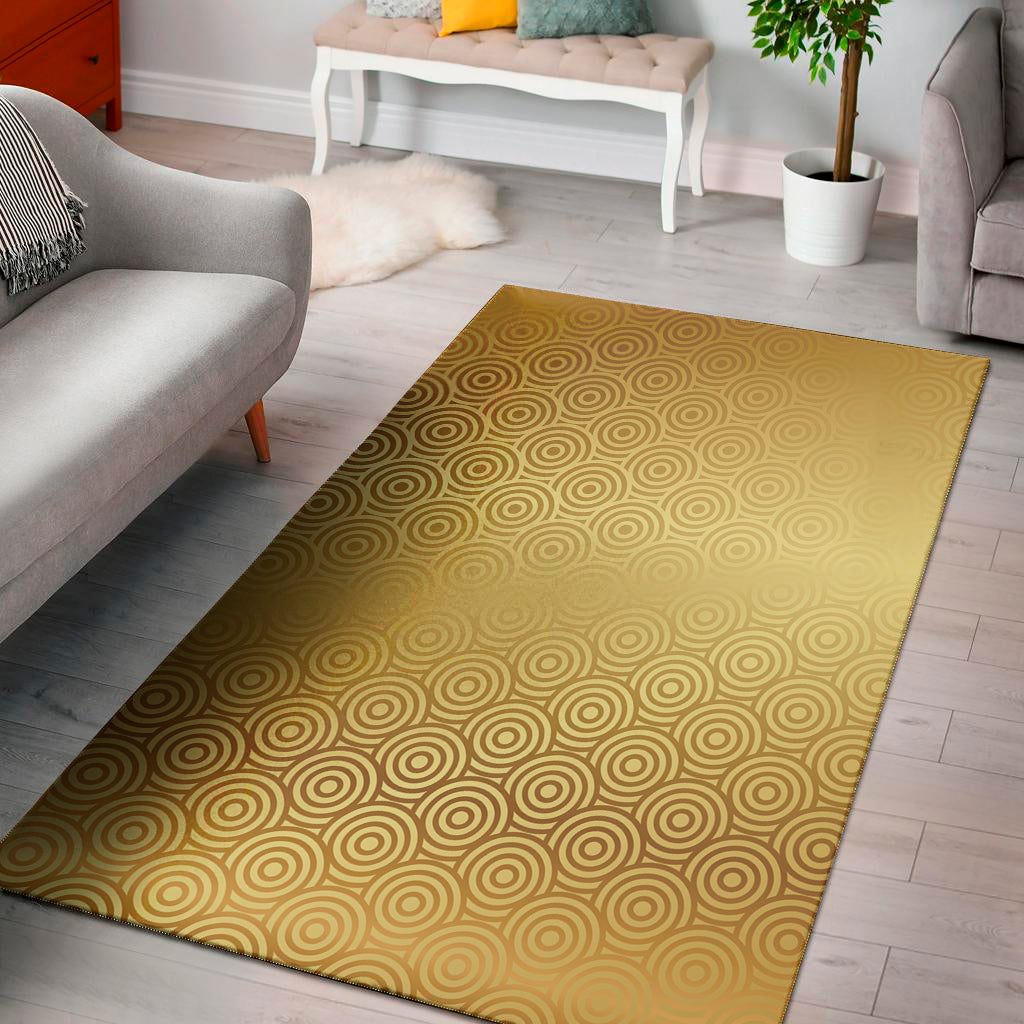 Gold Chinese Pattern Print Area Rug
