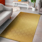 Gold Chinese Pattern Print Area Rug