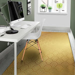 Gold Chinese Pattern Print Area Rug