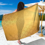 Gold Chinese Pattern Print Beach Sarong Wrap