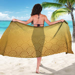 Gold Chinese Pattern Print Beach Sarong Wrap