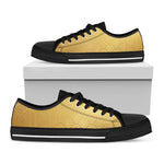 Gold Chinese Pattern Print Black Low Top Shoes