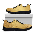 Gold Chinese Pattern Print Black Sneakers