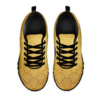 Gold Chinese Pattern Print Black Sneakers