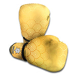 Gold Chinese Pattern Print Boxing Gloves